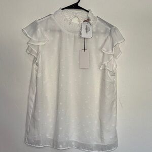 ANDREE BY UNIT White Ruffle Blouse NWT